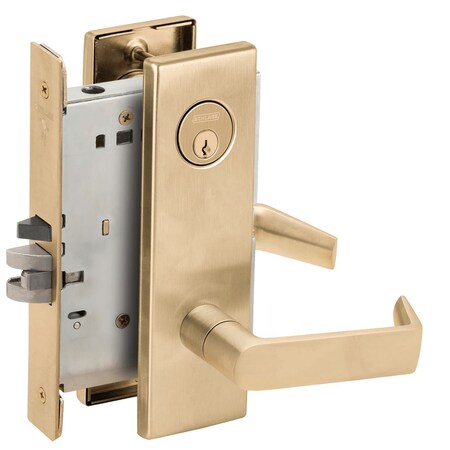 Schlage Grade 1 Entrance Office Mortise Lock, Conventional Cylinder, S123 Keyway, 06 Lever, N Escutcheon, Sa L9050P 06N 606